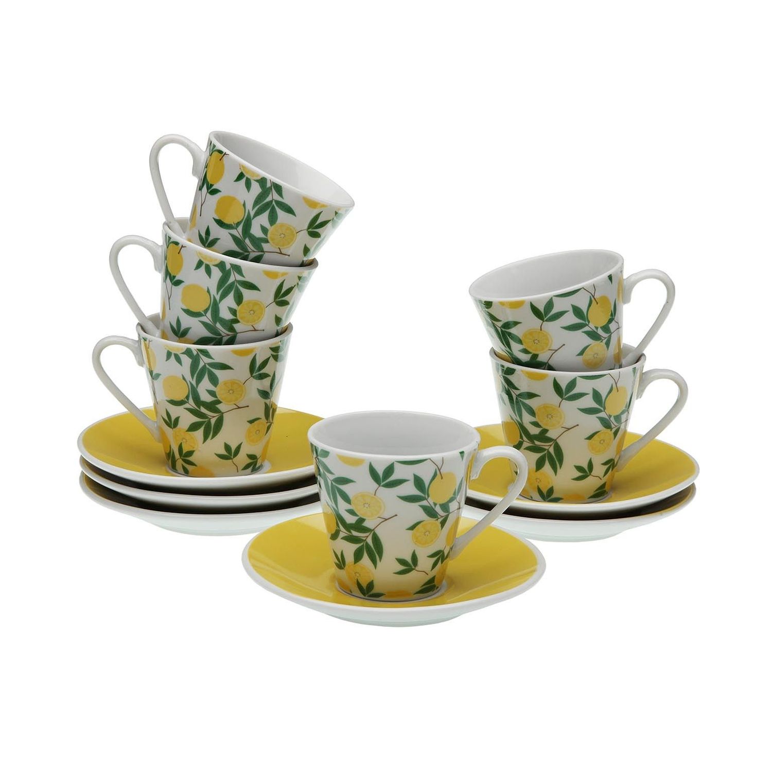 SET 6 TAZAS CAFE CON PLATO LIMONES