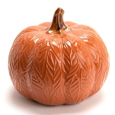 CALABAZA HOJAS CERÁMICA NARANJA