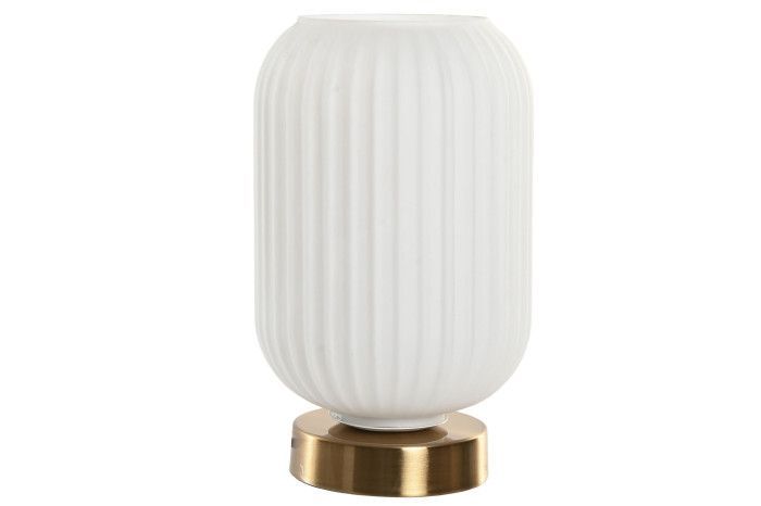 LÁMPARA SOBREMESA METAL CRISTAL GLASEADO