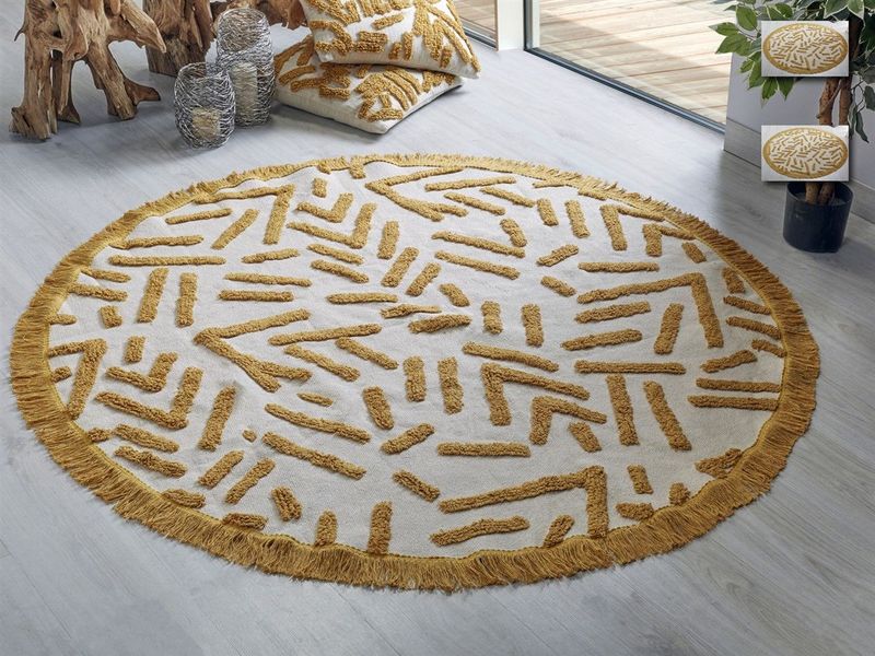 ALFOMBRA HILOS TRAZOS MOSTAZA 120D. CMS