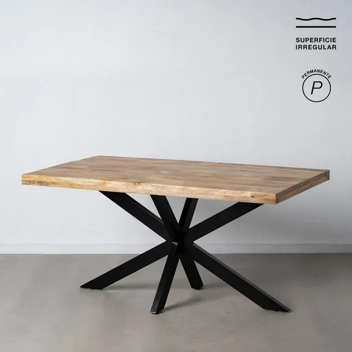 MESA COMEDOR NATURAL-NEGRO MADERA-HIERRO 160 X 90 X 79 CM MESA COMEDOR NATURAL-NEGRO MADERA-HIERRO 160 X 90 X 79 CM