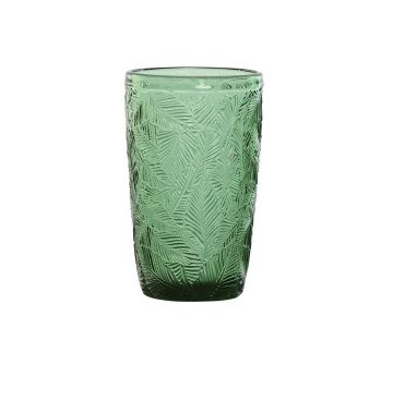 VASO HOJAS CRISTAL 370ML VERDE