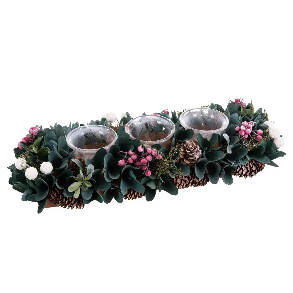 CENTRO 3 PORTAVELAS FOLLAJE Y ACEBO CENTRO 3 PORTAVELAS FOLLAJE Y ACEBO