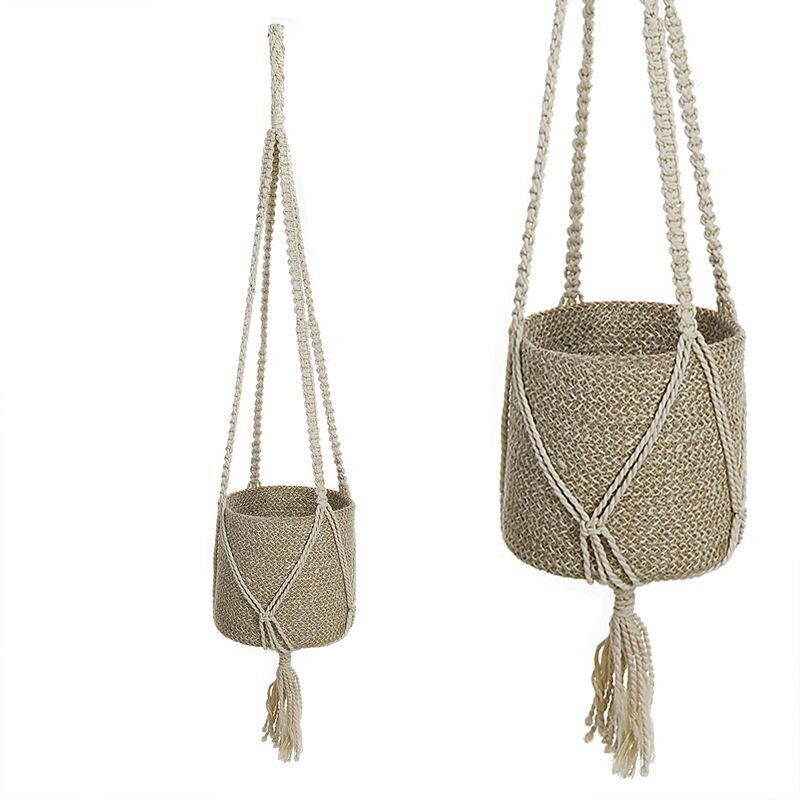 MACETERO COLGANTE YUTE Y MACRAMÉ