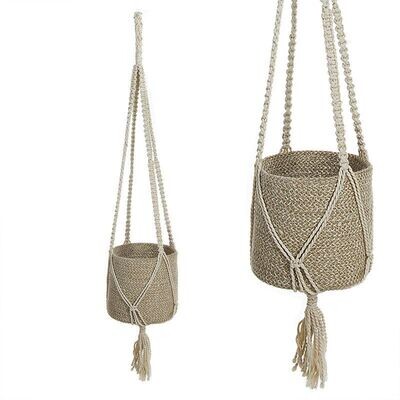 MACETERO COLGANTE YUTE Y MACRAMÉ