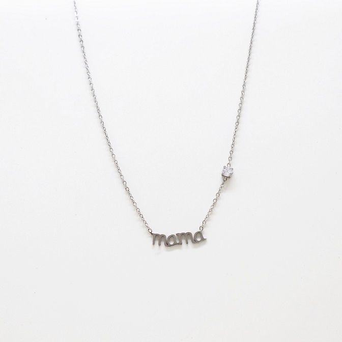 COLLAR MAMA PLATEADO CON CIRCONITA