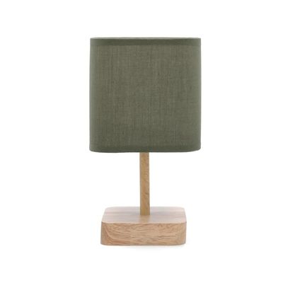 LÁMPARA MADERA Y LINO