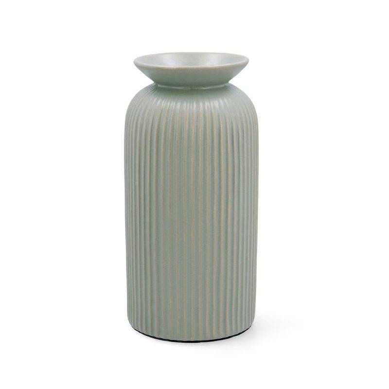 JARRÓN CERÁMICO NORA VERDE RAYAS