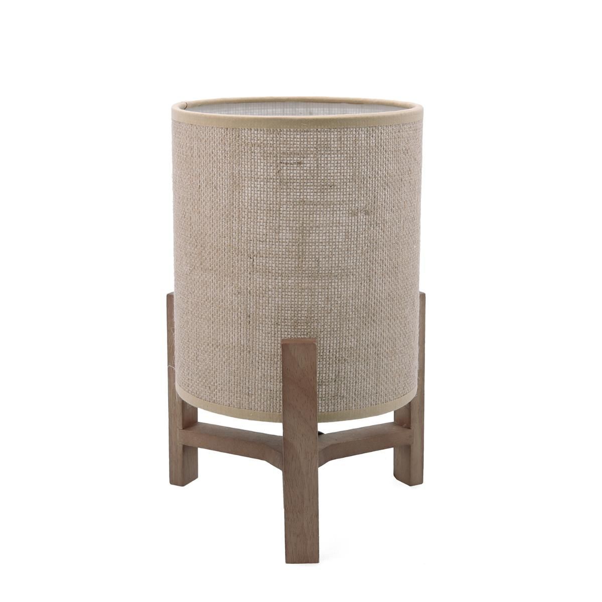 LAMPARA MADERA Y LINMO MARRON CLARO