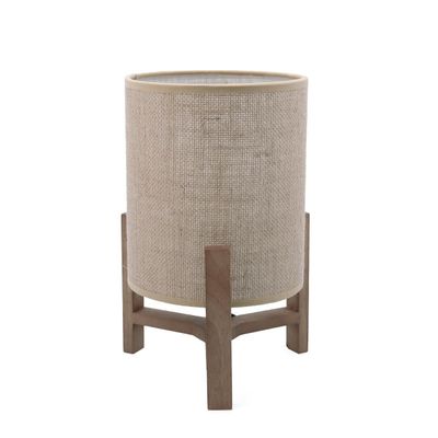 LAMPARA MADERA Y LINMO MARRON CLARO