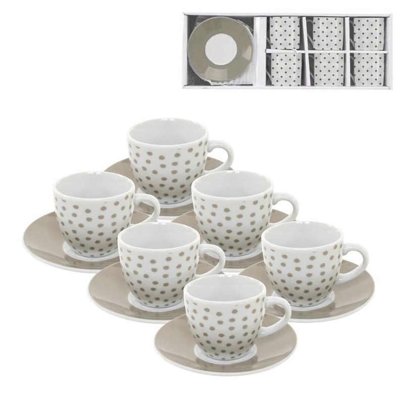 JUEGO CAFE 6X90ML TOPOS BEIGE