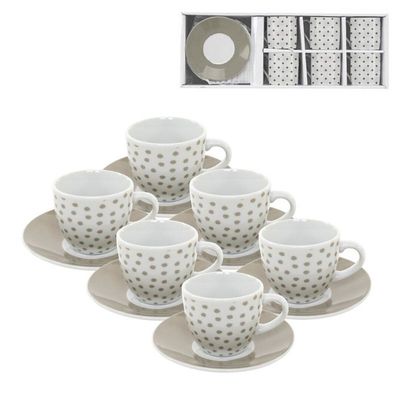 JUEGO CAFE 6X90ML TOPOS BEIGE