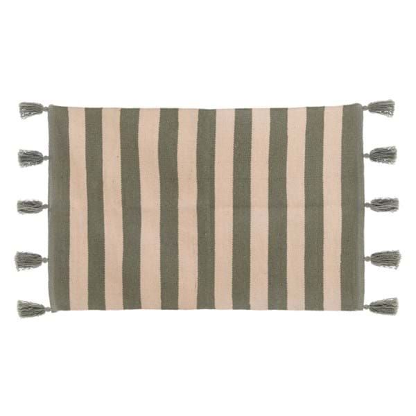 ALFOMBRA RAYADA BORLAS VERDE 60X90