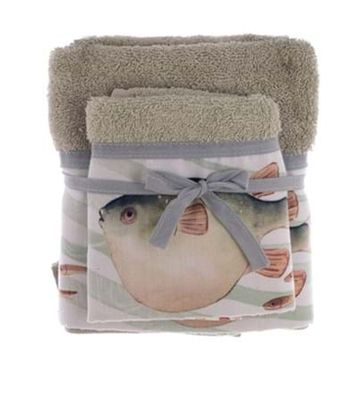 JUEGO DE TOALLAS PEZ VERDE