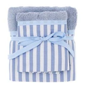 JUEGO 2 TOALLAS RAYAS AZUL