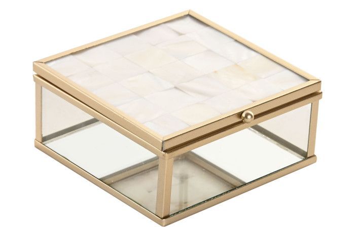 JOYERO CRISTAL METAL NACAR BLANCO