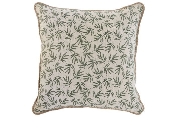 COJIN  CREMA HOJAS Y YUTE