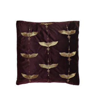 COJIN GRANATE BORDADO DORADO PAJARO