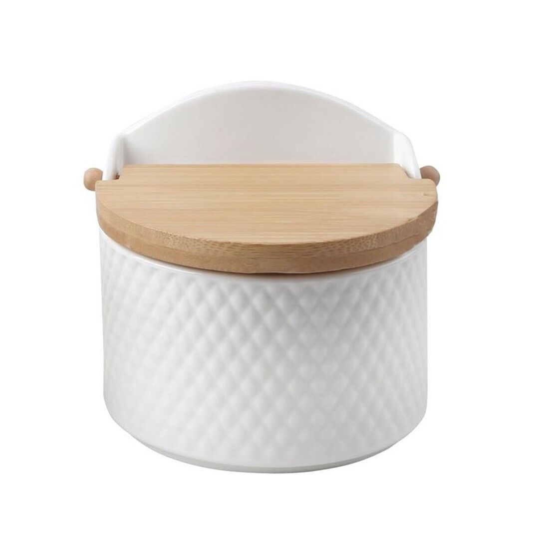 SALERO PORCELANA GRABADA BLANCO