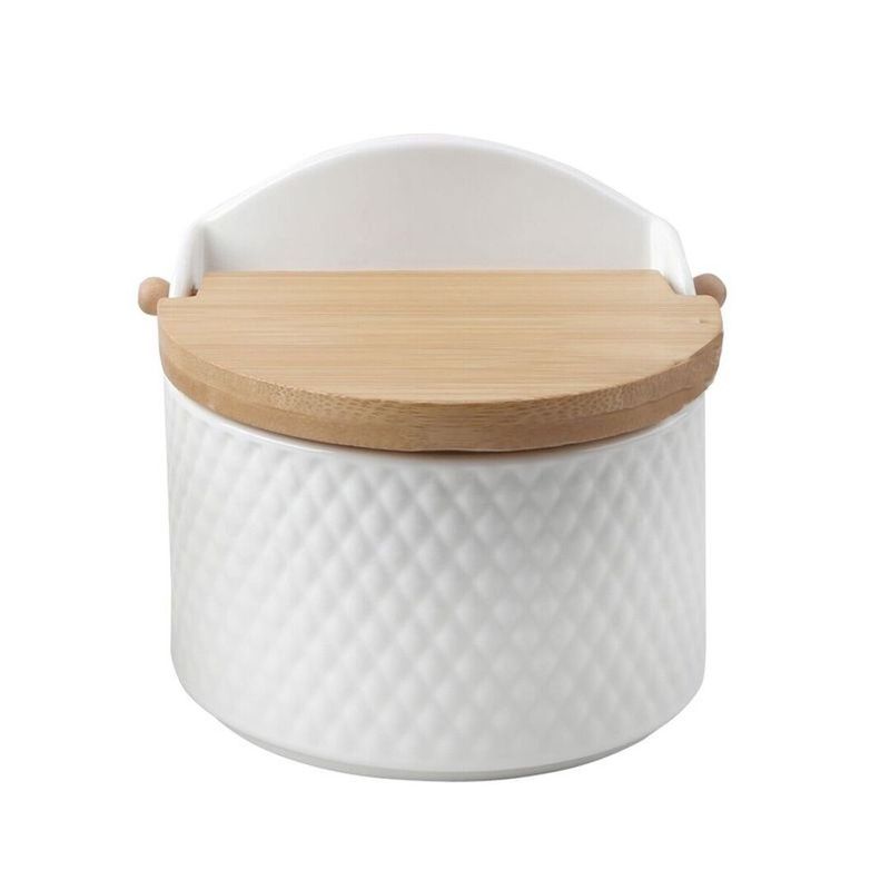 SALERO PORCELANA GRABADA BLANCO