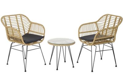 SET DE MESA Y SILLAS RATAN Y HIERRO
