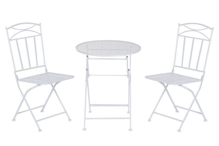 SET DE MESA Y SILLAS HIERRO BLANCO HOJAS
