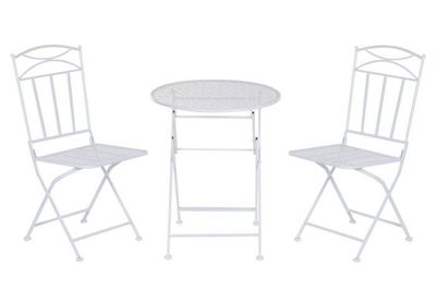 SET DE MESA Y SILLAS HIERRO BLANCO HOJAS