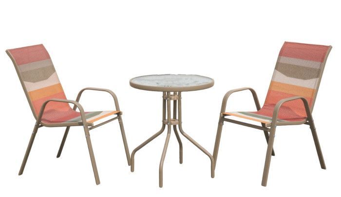 SET DE MESA Y 2 SILLAS ACERO SUNSET