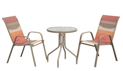 SET DE MESA Y 2 SILLAS ACERO SUNSET