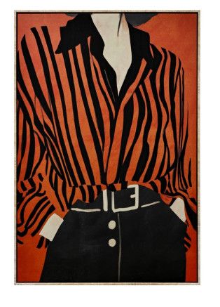 CUADRO CHICA RAYAS TERRACOTA