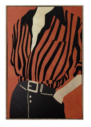 CUADRO CHICA RAYAS TERRACOTA