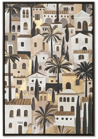 CUADRO LIENZO POBLADO CASAS PALMERAS