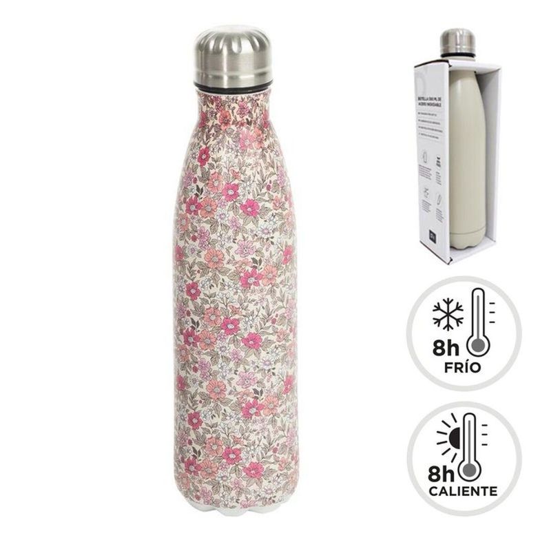 BOTELLA ACERO INOX. DOBLE CAPA 500ML FLORES
