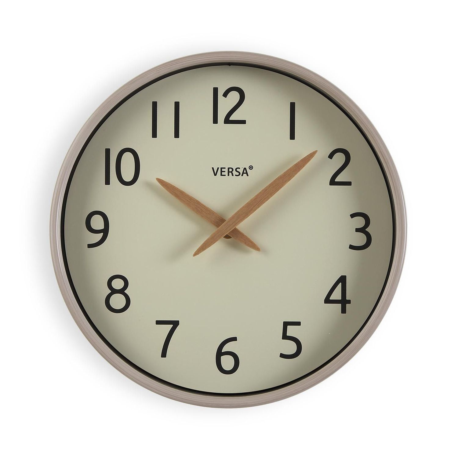 RELOJ DE PARED EFECTO MADERA BLANCA 30 CM