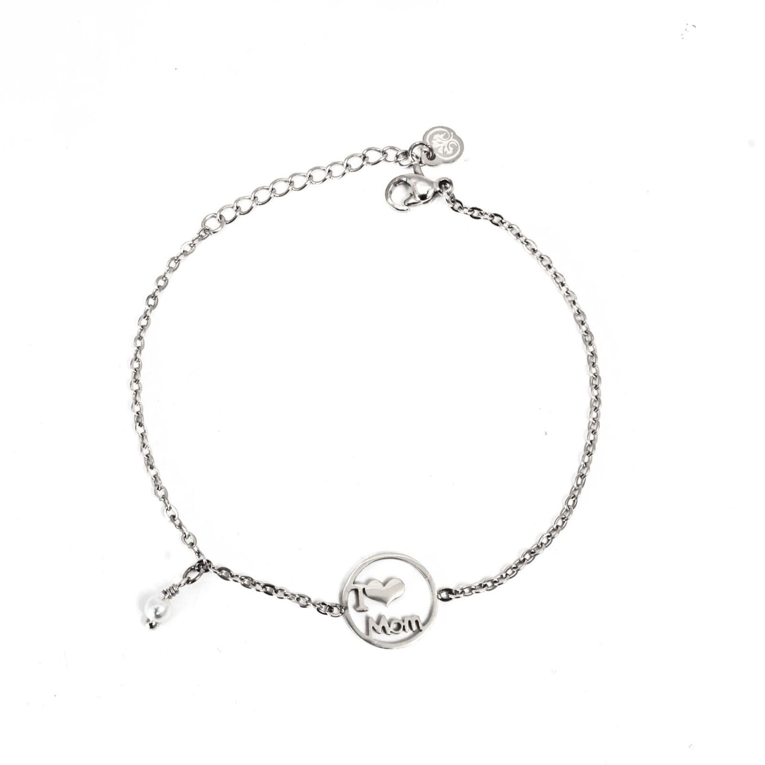 PULSERA I LOVE MOM CON PERLA
