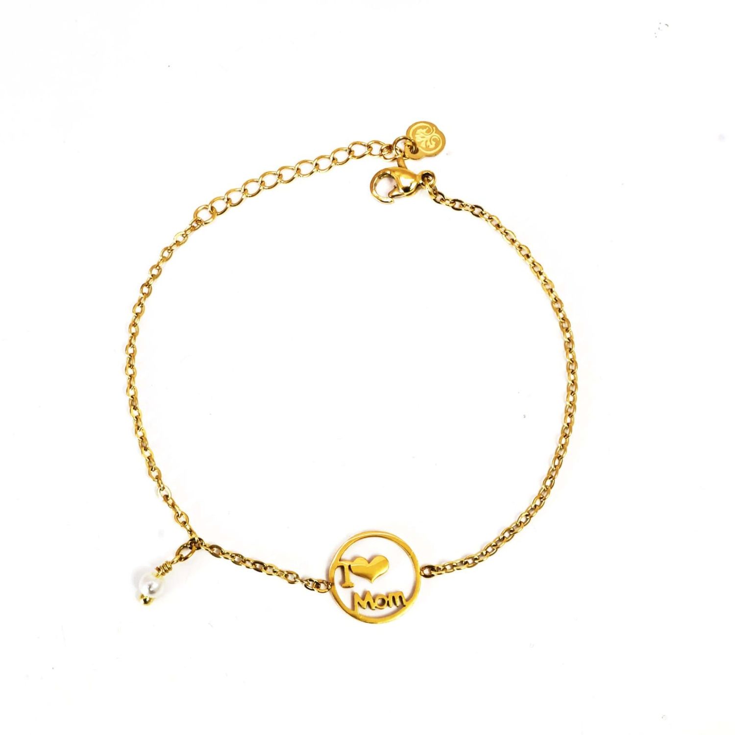 PULSERA I LOVE MOM CON PERLA