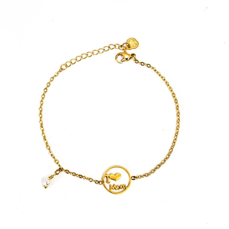 PULSERA I LOVE MOM CON PERLA