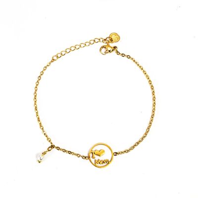 PULSERA I LOVE MOM CON PERLA