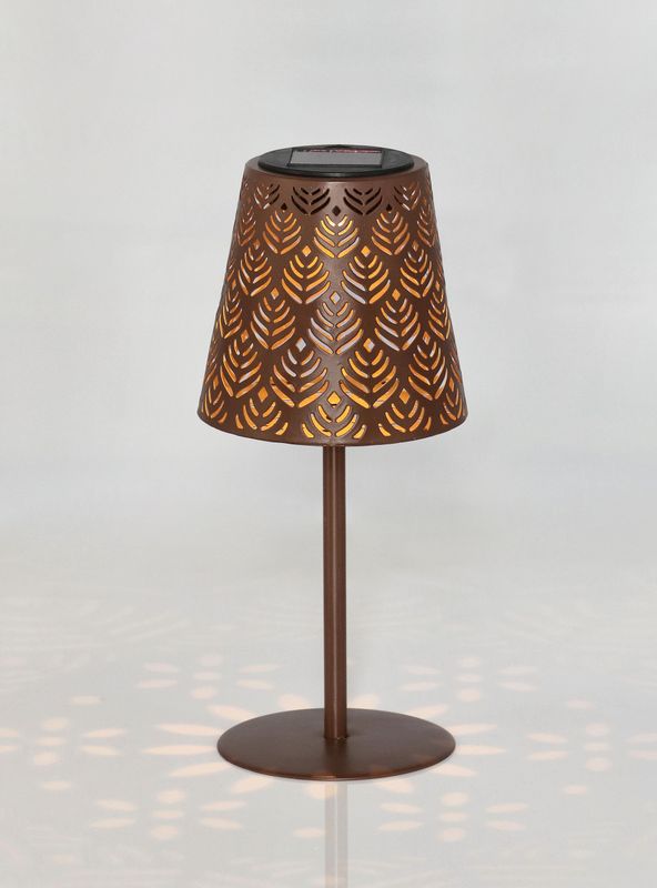 LAMPARA SOLAR SOBREMESA MARRON HOJAS