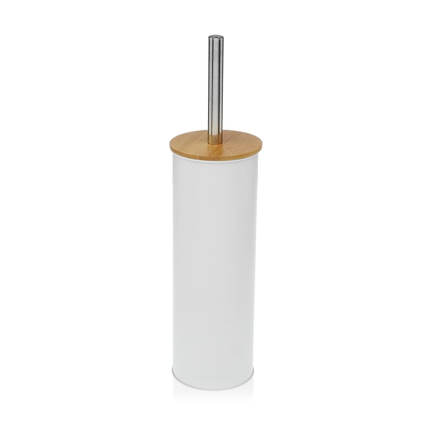 ESCOBILLERO BLANCO CON TAPA BAMBU