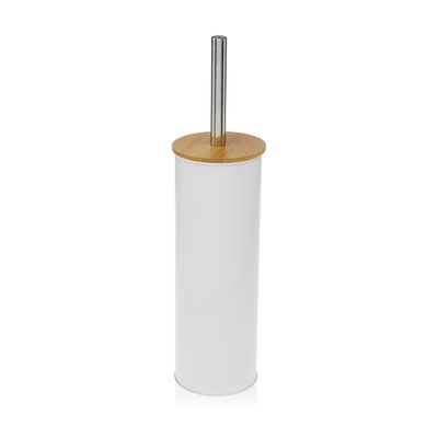 ESCOBILLERO BLANCO CON TAPA BAMBU