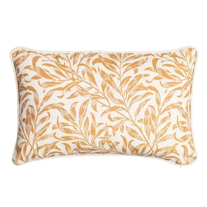 COJIN HOJAS MOSTAZA RECTANGULAR