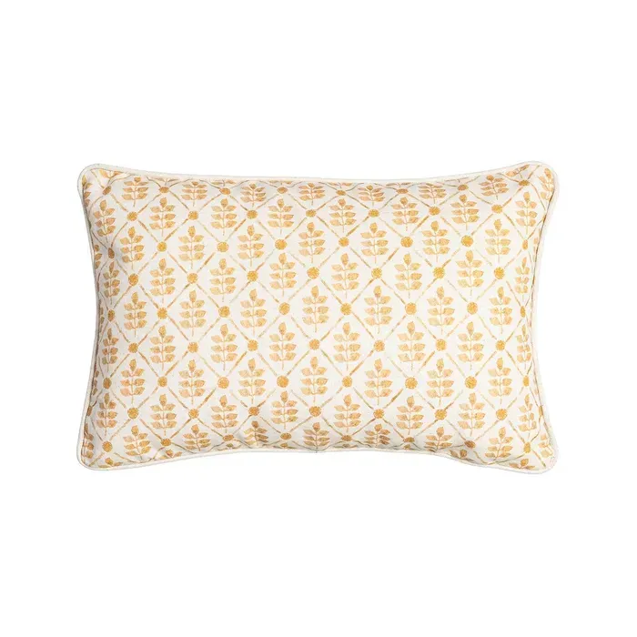 COJIN HOJAS MOSTAZA  45X30CM