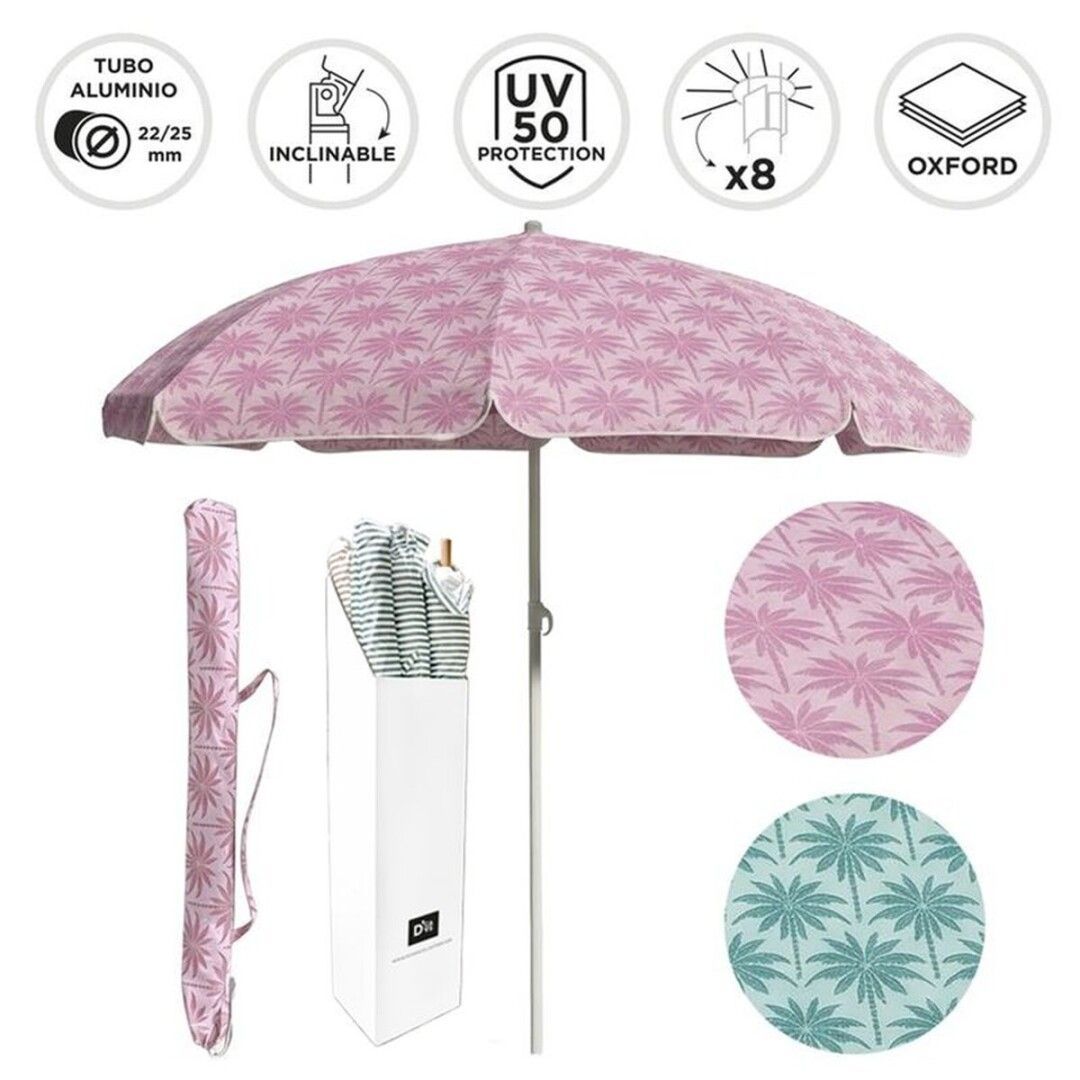 SOMBRILLA PLAYA 200CM UV50 PALMERAS ROSA