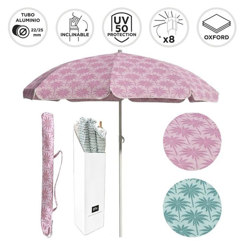 SOMBRILLA PLAYA 200CM UV50 PALMERAS VERDE