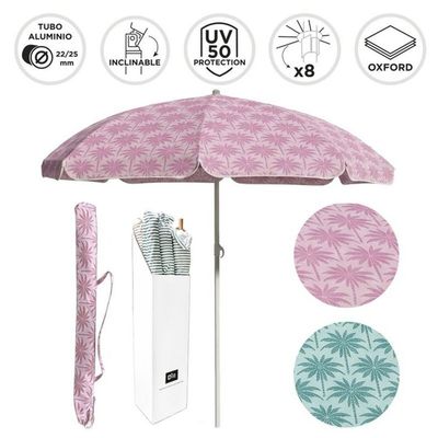 SOMBRILLA PLAYA 200CM UV50 PALMERAS VERDE