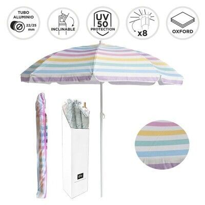 SOMBRILLA PLAYA 200CM UV50 RAYAS COLORES