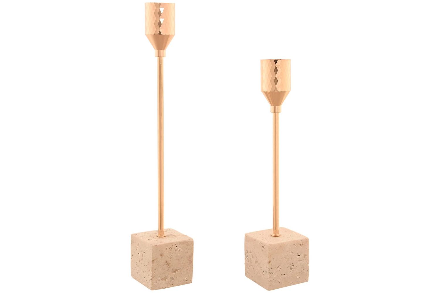CANDELABRO SET 2 MARMOL TRAVERTINO