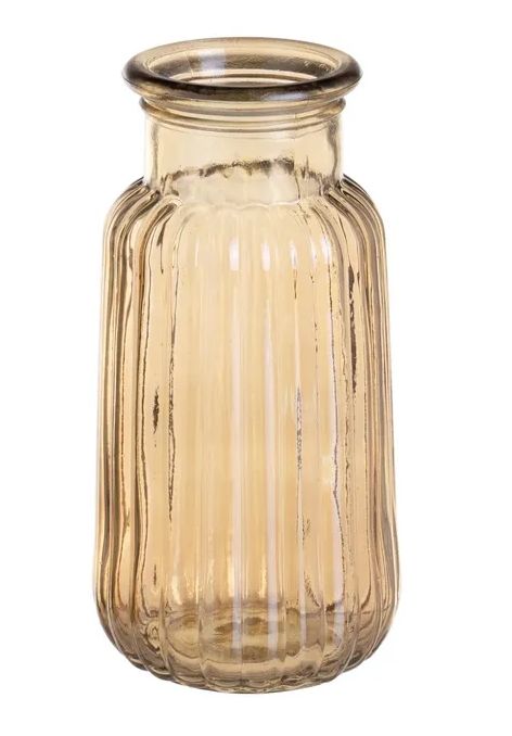JARRON VIDRIO BEIGE DORADO