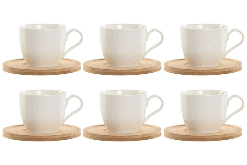 CAFE SET 6 PORCELANA BAMBU 220ML BLANCO